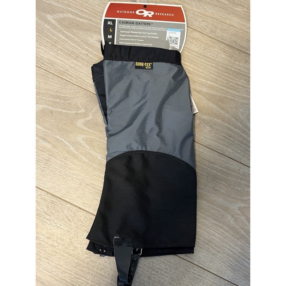 NEW Outdoor Research GORE-TEX CAIMAN Crocodile Gaiters Black Gray Large 72435